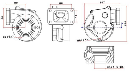 Turbozentrum 249029 Turbolader Turbinengehause fur GT35 A/R .48