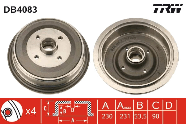 TRW MOTO DB4083 Brake Drum