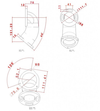 Turbozentrum 249083 universal Guss Downpipe 135Â°