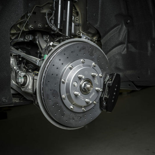 UNPLUGGED PERFORMANCE UP-MSMX2-133-2.1 REAR BRAKE ROTOR KIT, LARGE SWEEP, CARBON CERAMIC + RACING PAD KIT FOR TESLA MODEL S 2021