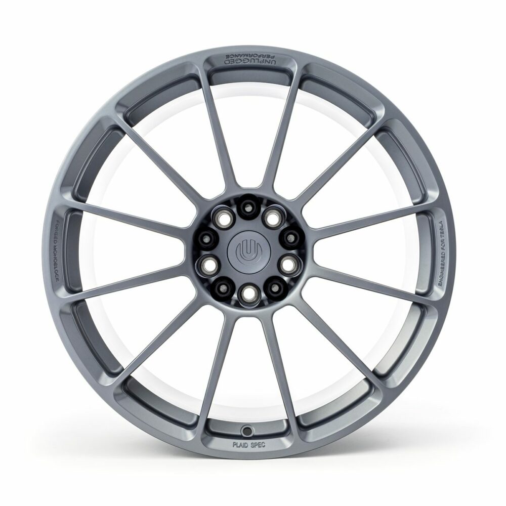 UNPLUGGED PERFORMANCE UP-UP03-120-009 SINGLE WHEEL UP-03, 22X9.5+35 - 5X120, PLAID SPEC, SATIN TITANIUM FOR TESLA MODEL S2 / MODEL X2