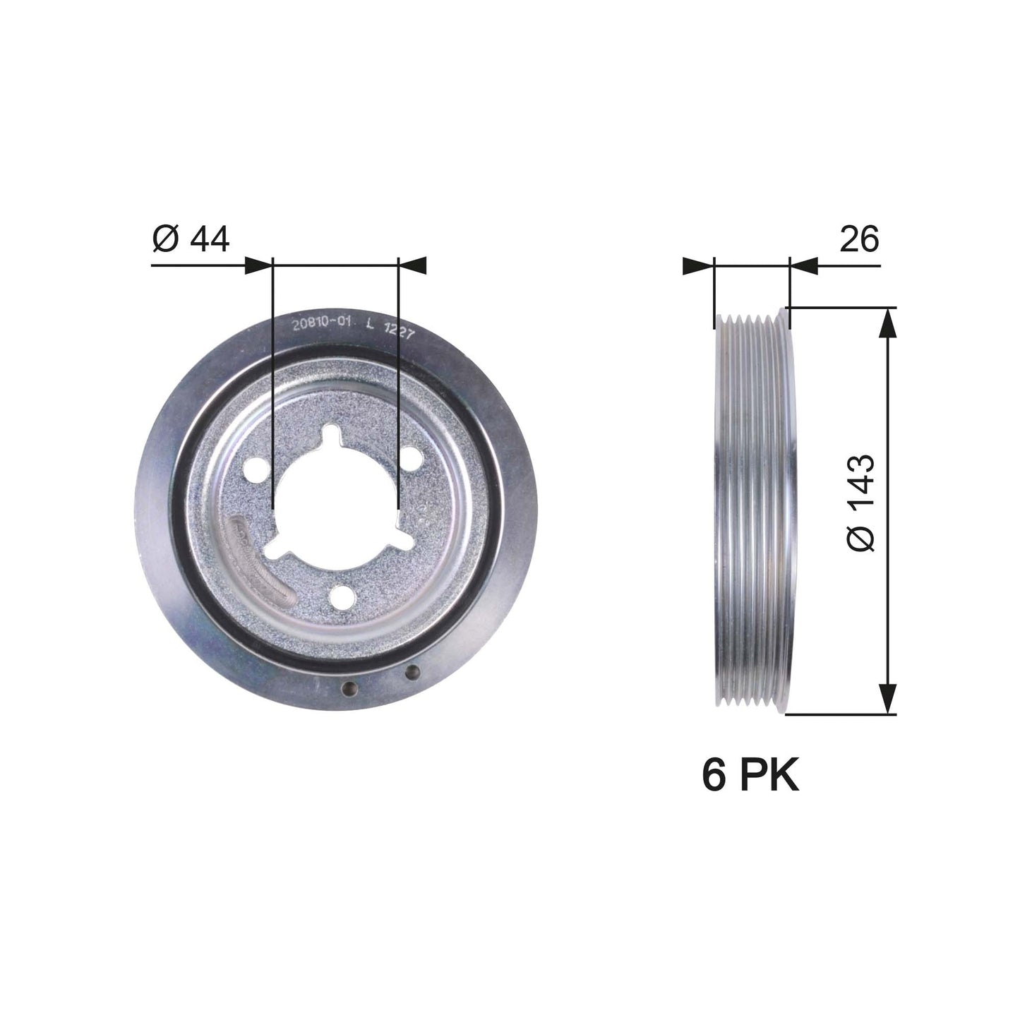 GATES GATTVD1055 Crankshaft Belt Pulley