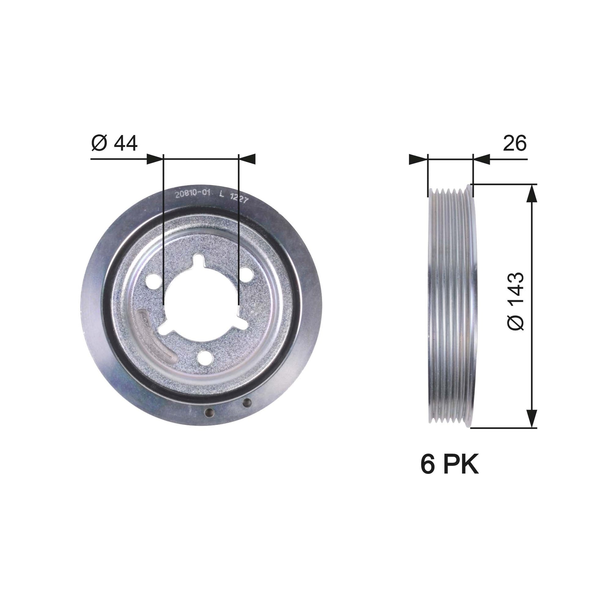 GATES GATTVD1055 Crankshaft Belt Pulley