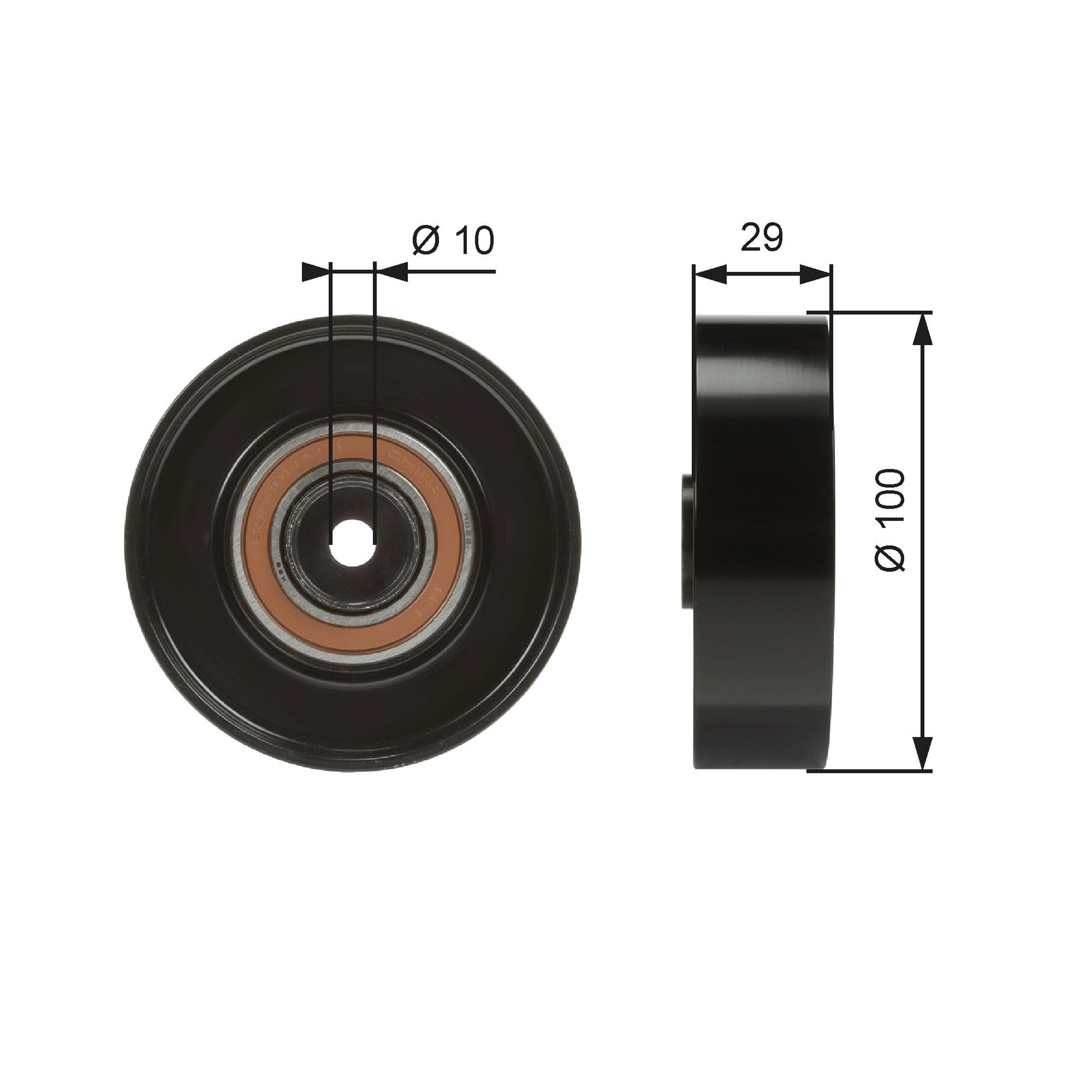 GATES GATT36008 V-Ribbed Belt Deflection/Guide Pulley