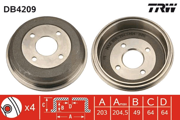 TRW MOTO DB4209 Brake Drum