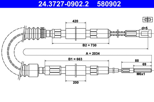BOSCH 1987482226 Parking Brake Cable Pull