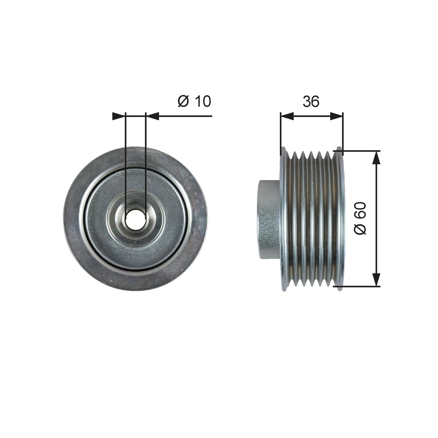 GATES GATT36753 V-Ribbed Belt Deflection/Guide Pulley