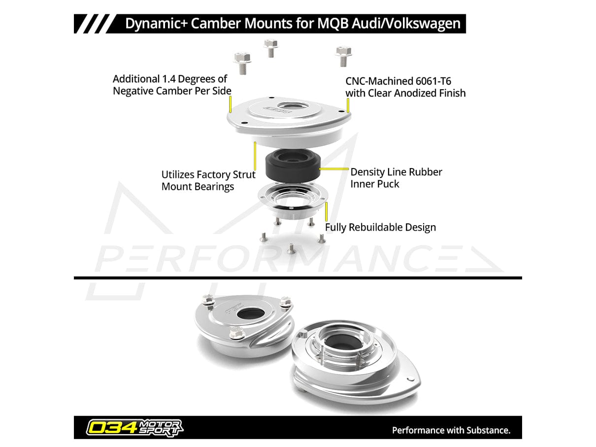 034Motorsport Volkswagen Audi Dynamic+ Camber Mount Pair (Golf, A3 & TT) - ML Performance UK