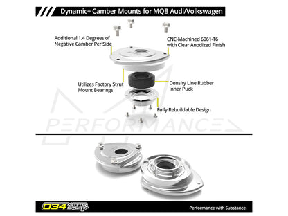 034Motorsport Volkswagen Audi Dynamic+ Camber Mount Pair (Golf, A3 & TT) - ML Performance UK