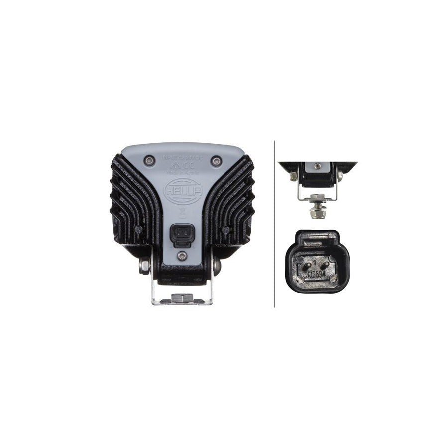 HELLA 1GA 996 488-011 LED Work Light - Power Beam 1800 Compact - 12/24V - 1850lm - Surface/Screwed - Swivel mounting bracket - Ample light distribution - Plug: DEUTSCH plug