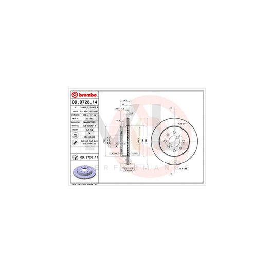 BREMBO 09.9728.14 Brake Disc Internally Vented, with bolts/screws | ML Performance Car Parts