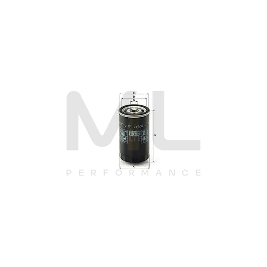 MANN-FILTER W 719/37 Oil Filter Spin-on Filter, with one anti-return valve | ML Performance Car Parts