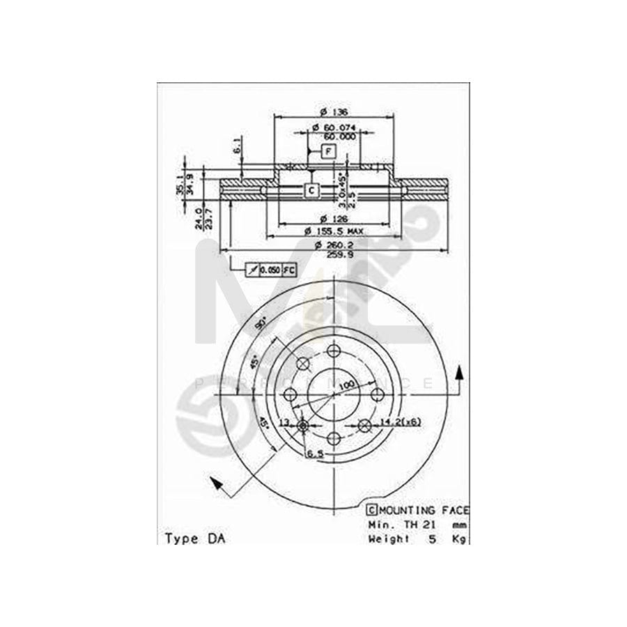BREMBO MAX LINE 09.8601.75 Brake Disc Internally Vented, Slotted, Coated, with bolts/screws | ML Performance Car Parts