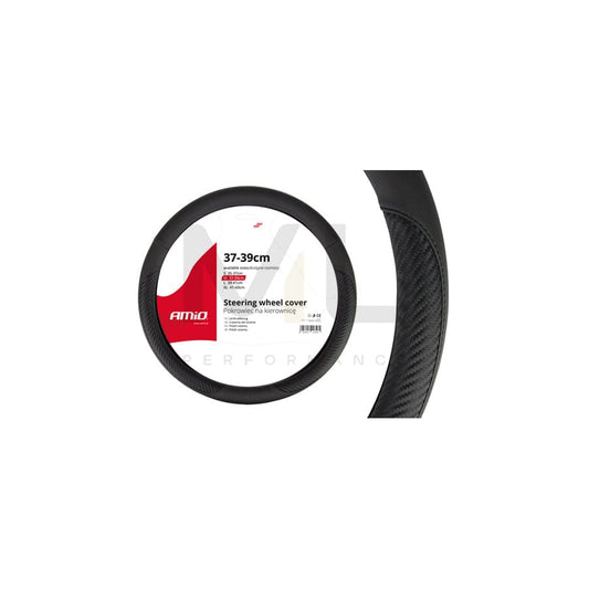 AMiO SWC-17 01694 Steering wheel cover Black, Ø: 37-39cm, Leatherette, Polyester | ML Performance Car Parts
