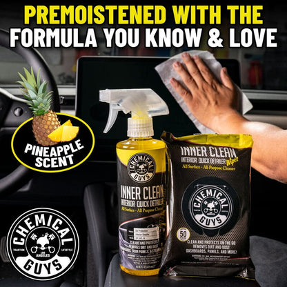 Chemical Guys InnerClean Interior Quick Detailer & Protectant Car Wipes | ML Performance UK Car Parts