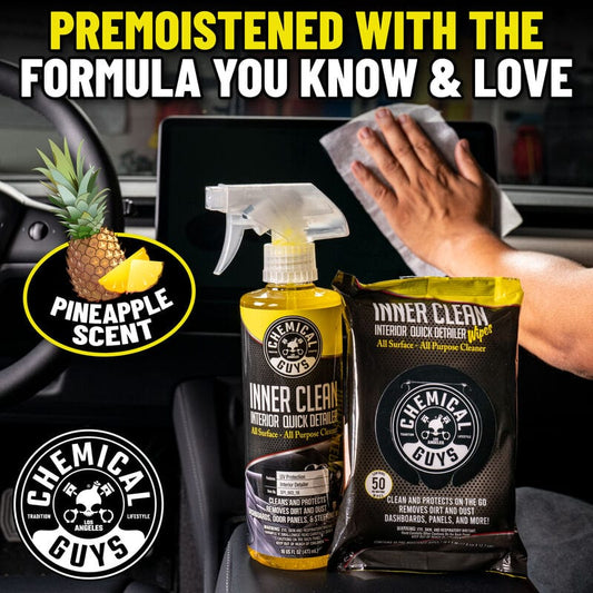Chemical Guys InnerClean Interior Quick Detailer & Protectant Car Wipes | ML Performance UK Car Parts