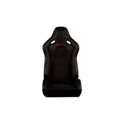 BRAUM Falcon-S Series Reclinable Composite Seats Black - Leatherette Alcantara Inserts Red Stitching - Pair