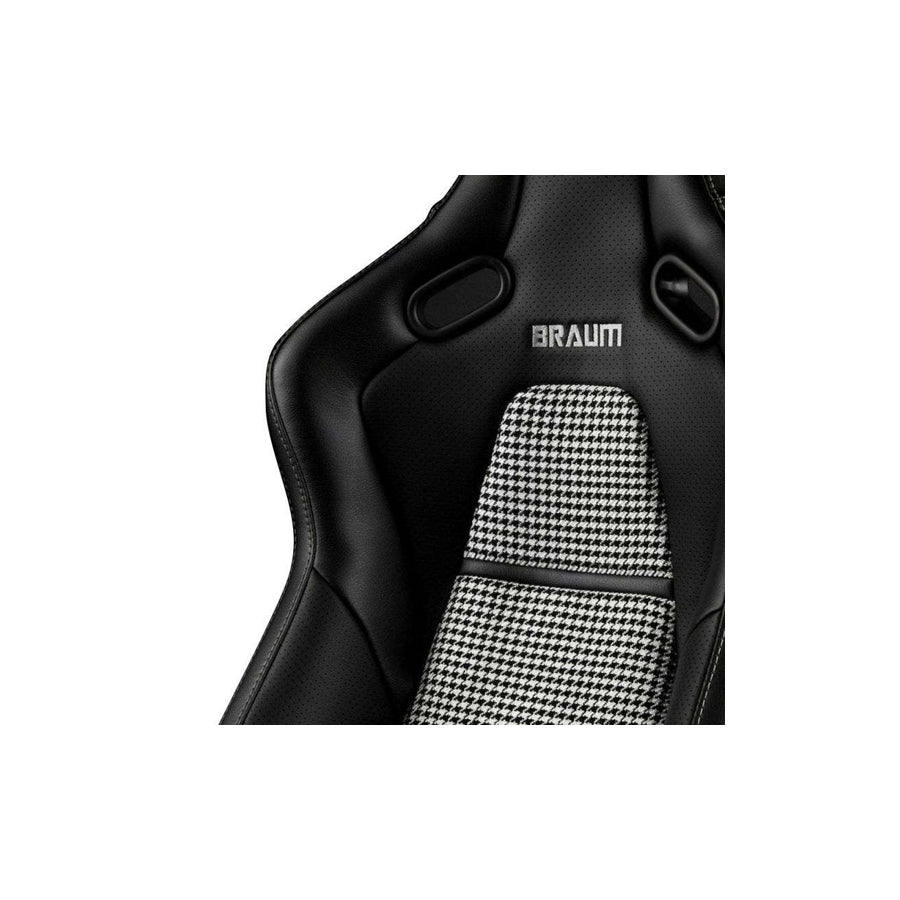 BRAUM Falcon-S Reclinable Composite Seats Black Leatherette Houndstooth Fabric Carbon Fiber Composite Honeycomb Priced Per Pair | ML Performance UK Car Parts