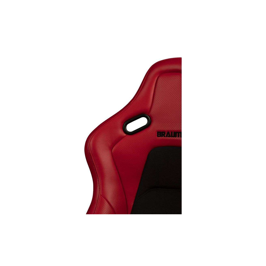 BRAUM Falcon-S Series Reclinable Composite Seats (Red Leatherette Alcantara Inserts Black Stitching) – Priced Per Pair