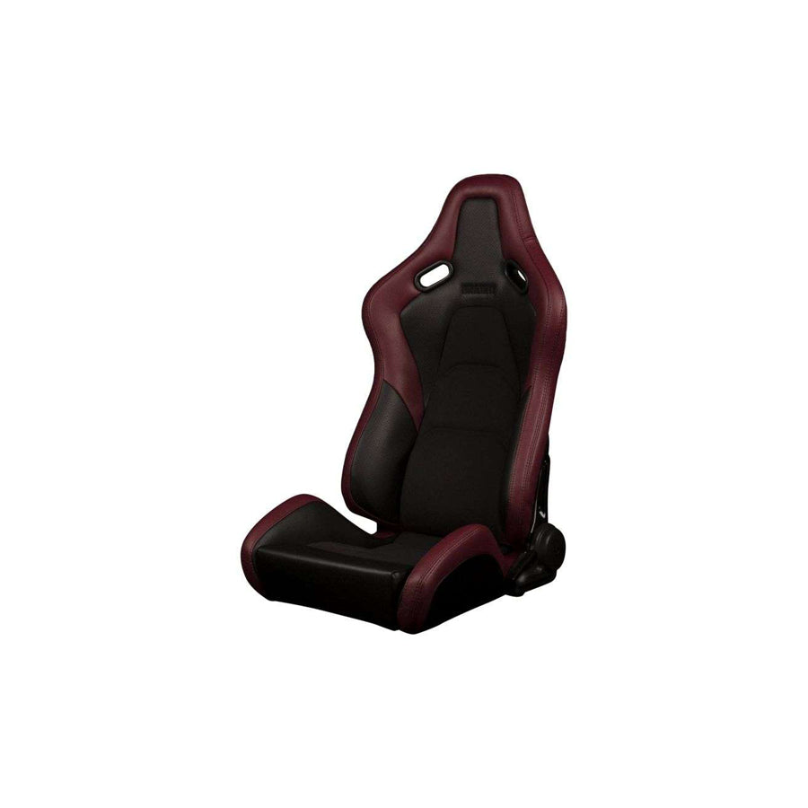 BRAUM Falcon-S Series Reclinable Composite Seats Maroon Leatherette Alcantara Inserts Black Stitching) – Priced Per Pair