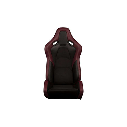 BRAUM Falcon-S Series Reclinable Composite Seats Maroon Leatherette Alcantara Inserts Black Stitching) – Priced Per Pair