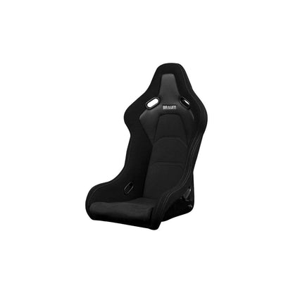 BRAUM Falcon-S Series Fixed Back Bucket Composite Seat (Black Cloth Alcantara Inserts Grey Stitching) - Priced Per Seat