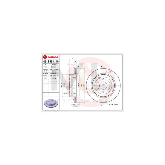 BREMBO 09.B591.10 Brake Disc for NISSAN Pathfinder III (R51) Internally Vented | ML Performance Car Parts