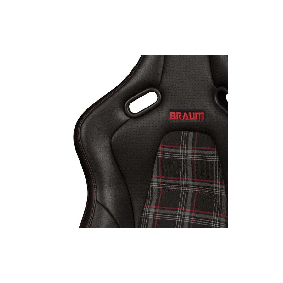 BRAUM Falcon-S Series Reclinable Composite Seats (Black Leatherette Red Plaid) – Priced Per Pair