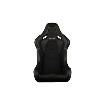 BRAUM Falcon-S Series Fixed Back Bucket Composite Seat (Black Leatherette Alcantara Inserts White Stitching) - Priced Per Seat