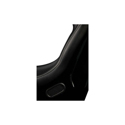BRAUM Falcon-S Series Fixed Back Bucket Composite Seat (Black Leatherette Alcantara Inserts White Stitching) - Priced Per Seat