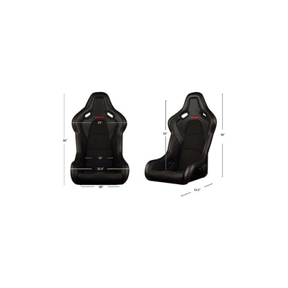 BRAUM Falcon-S Series Fixed Back Bucket Composite Seat (Black Leatherette Alcantara Inserts White Stitching) - Priced Per Seat | ML Performance UK Car Parts