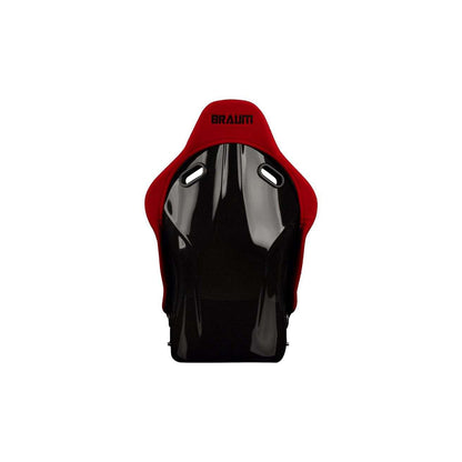BRAUM Falcon-S Series Fixed Back Bucket Composite Seat (Red Cloth Alcantara Inserts Black Stitching) - Priced Per Seat