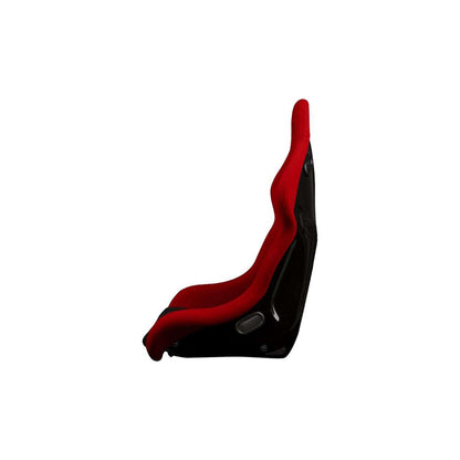BRAUM Falcon-S Series Fixed Back Bucket Composite Seat (Red Cloth Alcantara Inserts Black Stitching) - Priced Per Seat