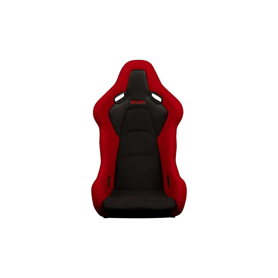 BRAUM Falcon-S Series Fixed Back Bucket Composite Seat (Red Cloth Alcantara Inserts Black Stitching) - Priced Per Seat