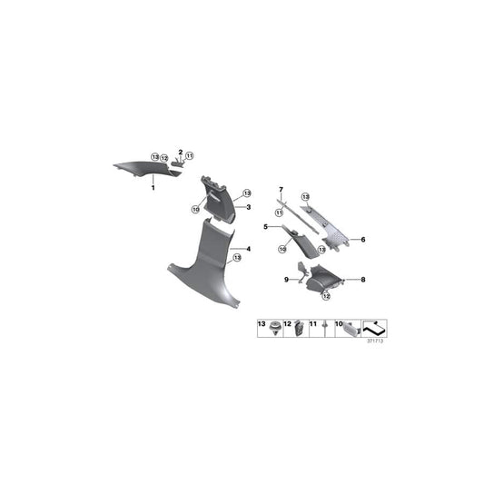 Genuine BMW 51437326216 F36 F36 Cover, Column D, Right OYSTER (Inc. 425d, 435i & 418d) | ML Performance UK Car Parts