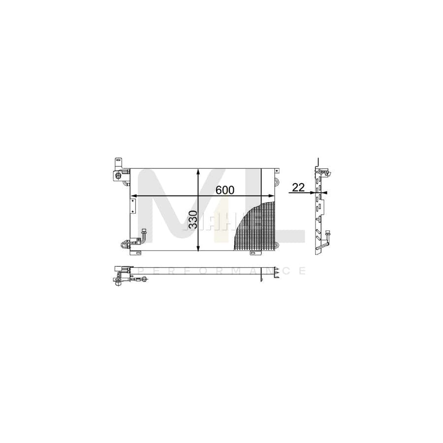 MAHLE ORIGINAL AC 188 000P Air conditioning condenser for PORSCHE 928 Coupe without dryer | ML Performance Car Parts