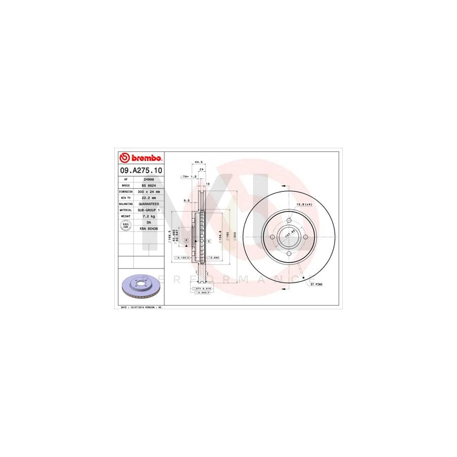 BREMBO 09.A275.10 Brake Disc for FORD FOCUS Internally Vented | ML Performance Car Parts