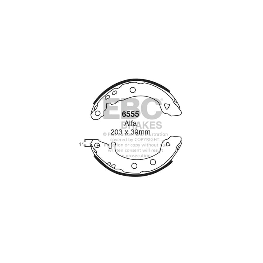 EBC 6555 Alfa Romeo Rear Brake Shoes - Girling/TRW/ATE Caliper (Inc. 33 & Sprint) 1 | ML Performance UK Car Parts