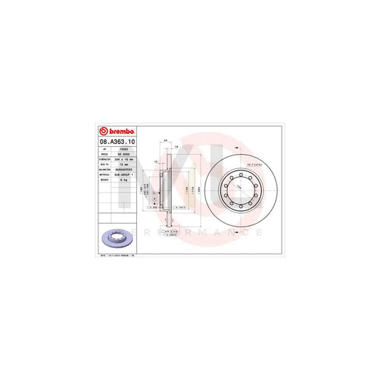 BREMBO 08.A363.10 Brake Disc for FORD TRANSIT Solid | ML Performance Car Parts