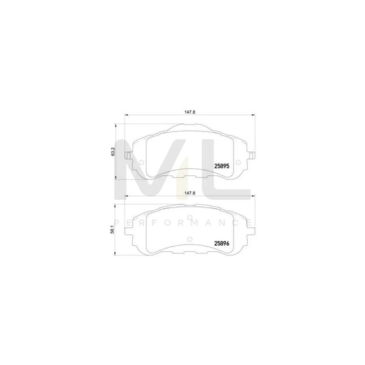 Hella 8DB 355 021-321 Brake Pad Set Not Prepared For Wear Indicator, With Brake Caliper Screws, With Accessories | ML Performance Car Parts