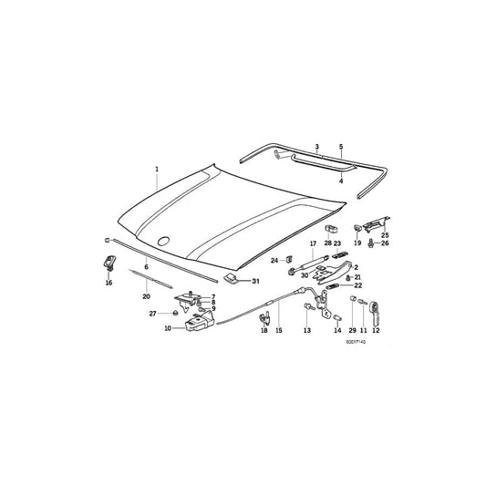 Genuine BMW 51238122339 E36 Engine Hood Mechanism (Inc. 316i, 318ti & 325i) | ML Performance UK Car Parts