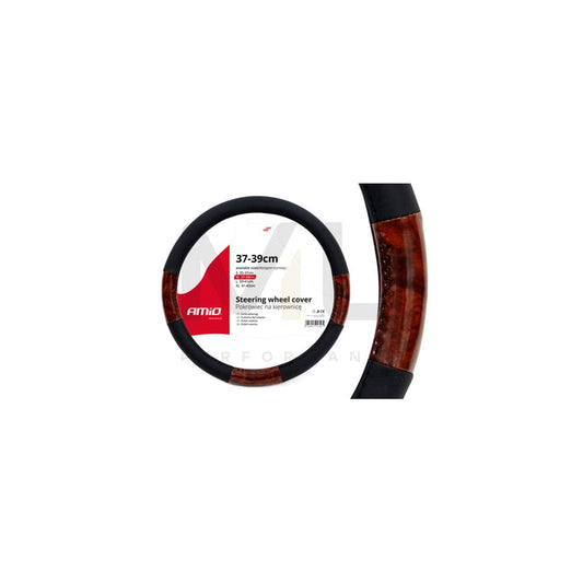 AMiO SWC-03 01358 Steering wheel cover Black, Brown, Ø: 37-39cm, PP (Polypropylene), wood effect | ML Performance Car Parts