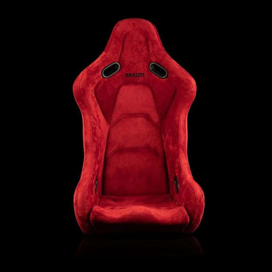 BRAUM Falcon-S Series Fixed Back Bucket Composite Seat (Red Alcantara Black Stitching Black Glitter Composite) - Priced Per Seat | ML Performance UK Car Parts