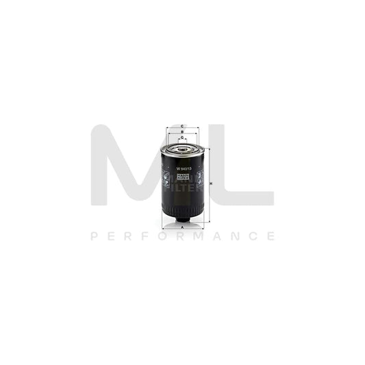 MANN-FILTER W 940/13 Oil Filter for AUDI 100 Spin-on Filter, with one anti-return valve | ML Performance Car Parts