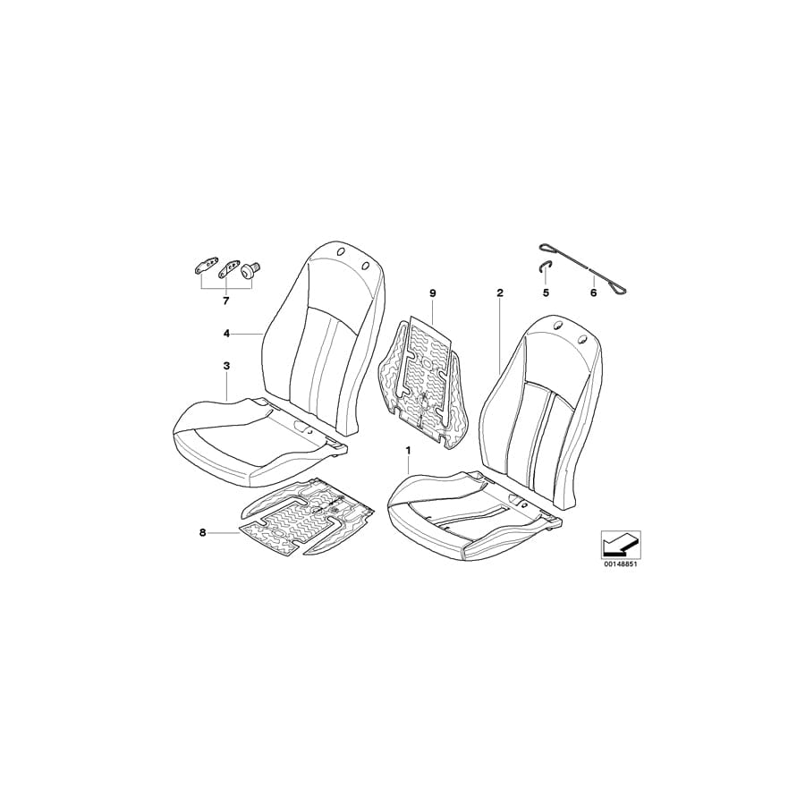 Genuine BMW 52107126364 E85 Seat Cover Cloth Right MESSING (Inc. Z4 3.0si, Z4 2.5i & Z4 2.2i) | ML Performance UK Car Parts