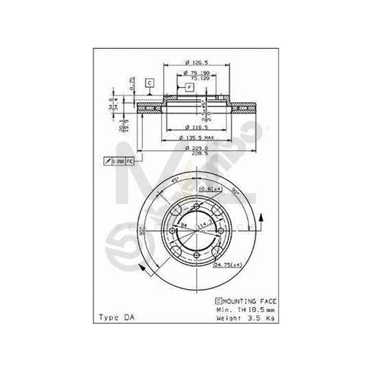 BREMBO 09.5214.10 Brake Disc for MAZDA 626 Internally Vented | ML Performance Car Parts