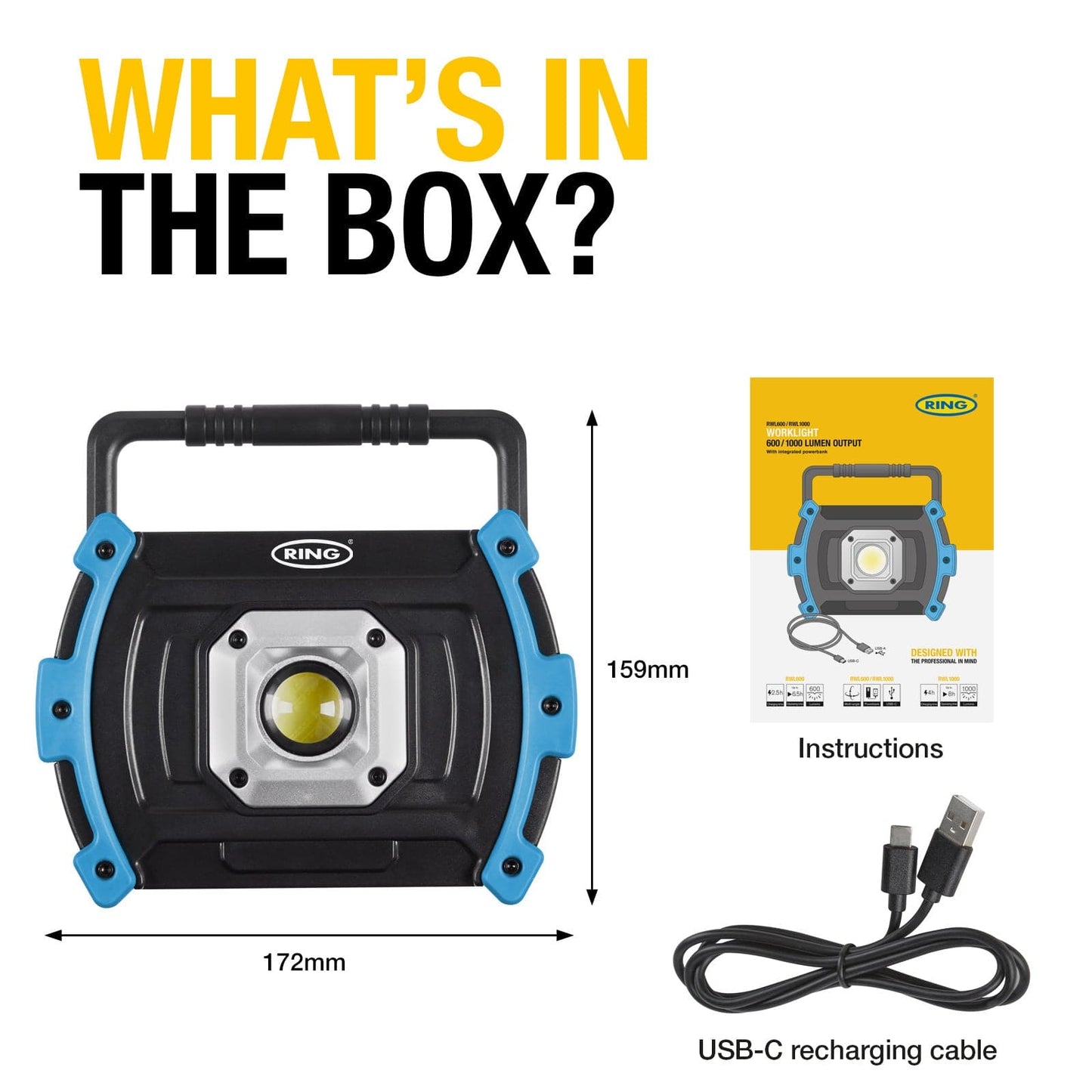 RING RWL10 230V 10W 800lm COB LED Worklight  | ML Performance
