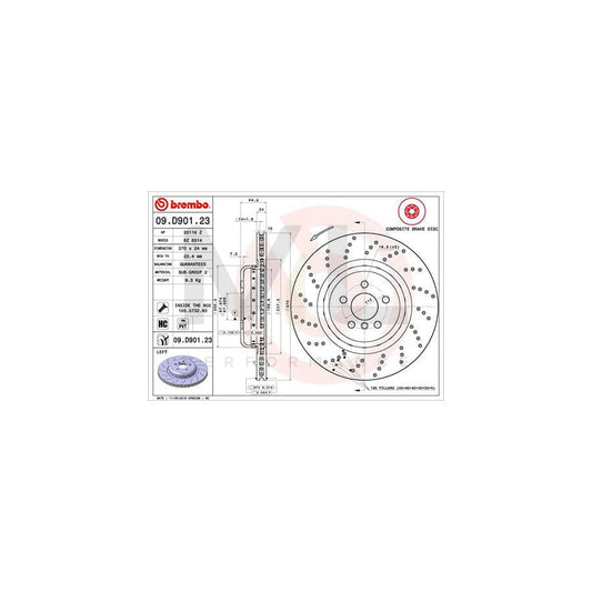 BREMBO 09.D901.23 Brake Disc Perforated / Vented, Coated, High-carbon, with bolts/screws | ML Performance Car Parts