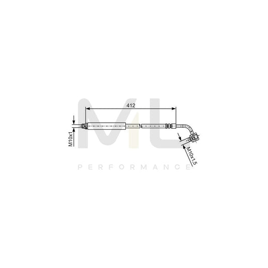 BOSCH 1 987 481 B23 Brake Hose 412mm, M10x1 | ML Performance Car Parts