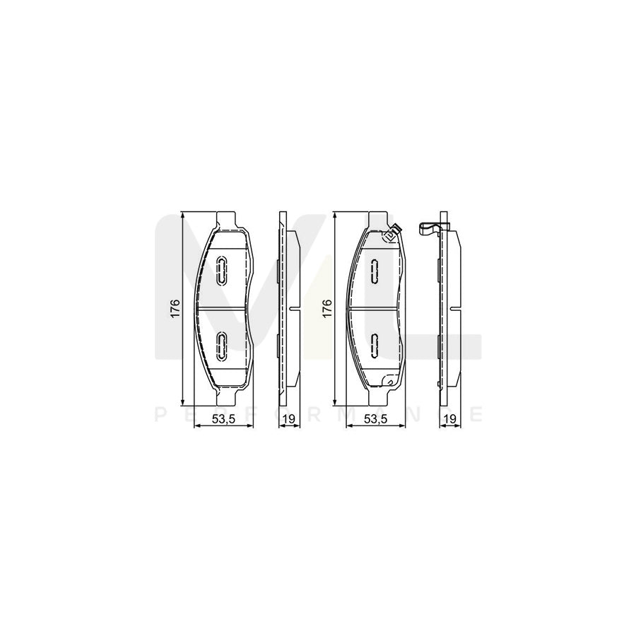 Bosch 0986495366 Brake Pad Set With Acoustic Wear Warning, With Anti-Squeak Plate, With Mounting Manual BP1716 | ML Performance Car Parts